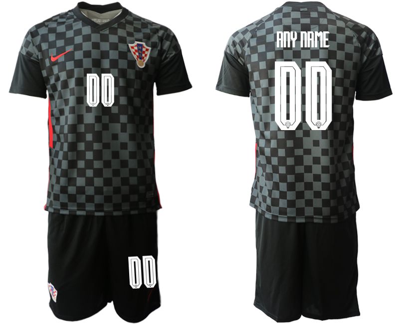 Men 2020-2021 European Cup Croatia away black customized Nike Soccer Jersey